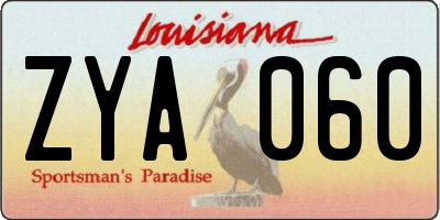 LA license plate ZYA060