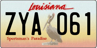 LA license plate ZYA061