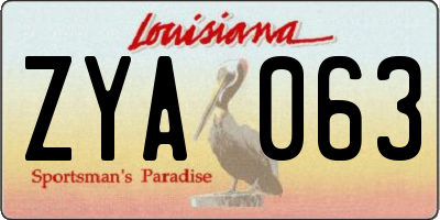 LA license plate ZYA063