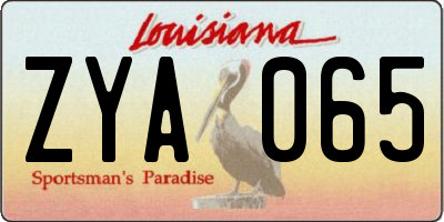 LA license plate ZYA065