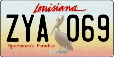 LA license plate ZYA069