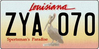 LA license plate ZYA070