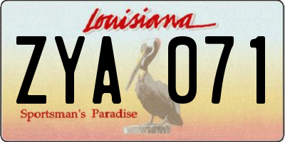 LA license plate ZYA071
