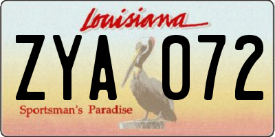 LA license plate ZYA072