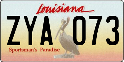 LA license plate ZYA073