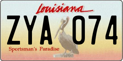 LA license plate ZYA074