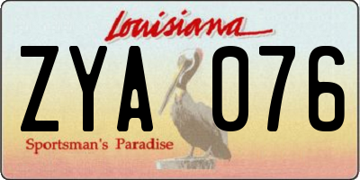 LA license plate ZYA076