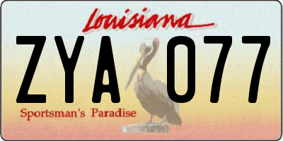 LA license plate ZYA077