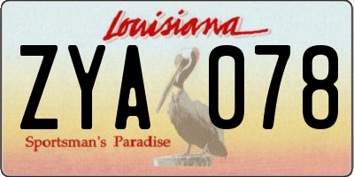 LA license plate ZYA078
