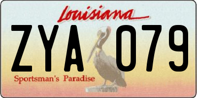 LA license plate ZYA079