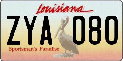 LA license plate ZYA080
