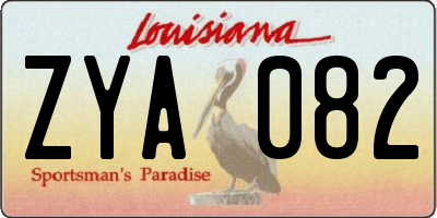 LA license plate ZYA082