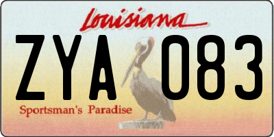 LA license plate ZYA083