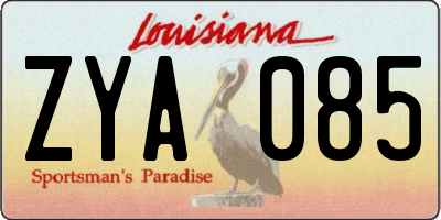 LA license plate ZYA085
