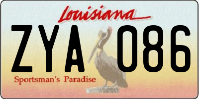 LA license plate ZYA086