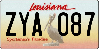 LA license plate ZYA087