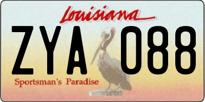LA license plate ZYA088