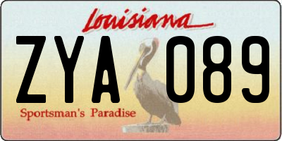 LA license plate ZYA089