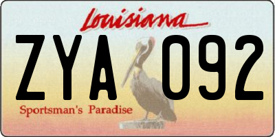 LA license plate ZYA092