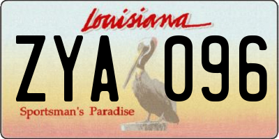 LA license plate ZYA096