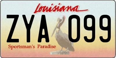 LA license plate ZYA099