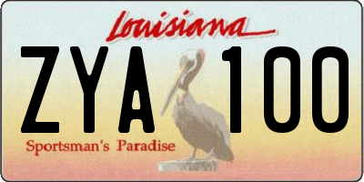 LA license plate ZYA100