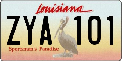 LA license plate ZYA101