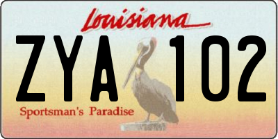LA license plate ZYA102