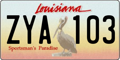 LA license plate ZYA103