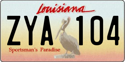 LA license plate ZYA104