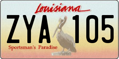 LA license plate ZYA105