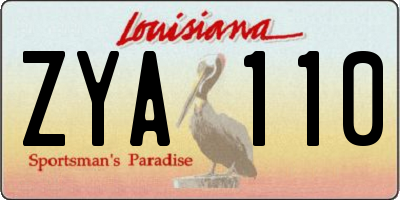 LA license plate ZYA110
