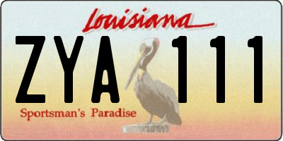 LA license plate ZYA111