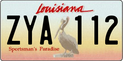 LA license plate ZYA112