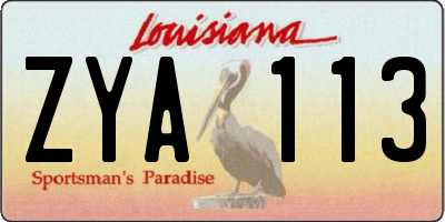 LA license plate ZYA113