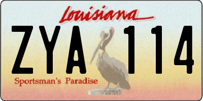 LA license plate ZYA114