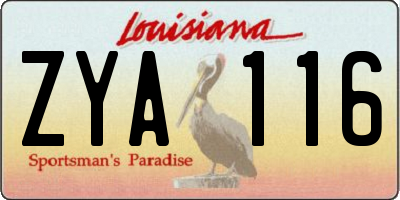 LA license plate ZYA116