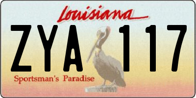 LA license plate ZYA117