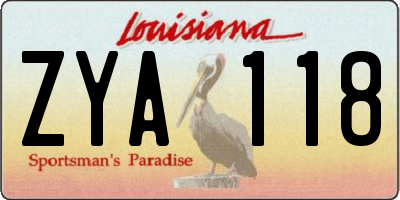 LA license plate ZYA118