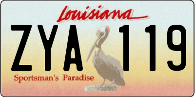 LA license plate ZYA119