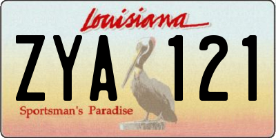 LA license plate ZYA121
