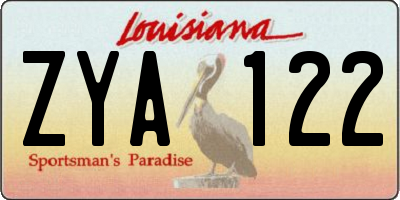 LA license plate ZYA122