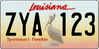 LA license plate ZYA123
