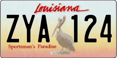 LA license plate ZYA124