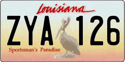LA license plate ZYA126