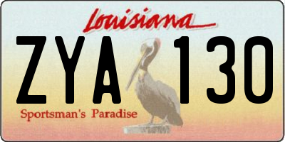 LA license plate ZYA130