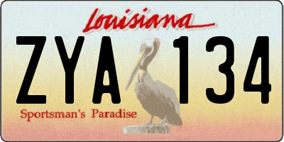 LA license plate ZYA134