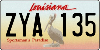 LA license plate ZYA135