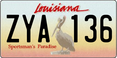 LA license plate ZYA136