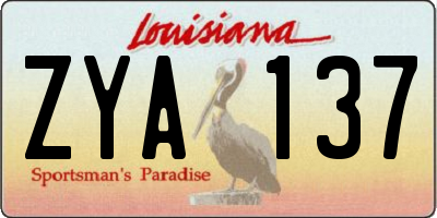 LA license plate ZYA137
